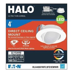 HALO HLA‎ Series 4 in. Ultra Thin Gimbal Direct Ceiling Mount